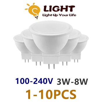 1-10 бр. Фабрично директен led spot лампа MR16 100-240 v 3 W 5 W 6 Ват 7 Watt 8 W висок светъл топло бяла светлина заменя 50 w 100 W галогенную лампа 0