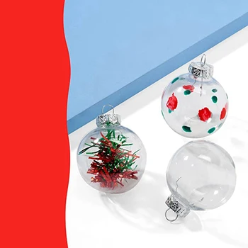 24ШТ Прозрачни Пластмасови Наполняемые Коледни Топки 8 см направи си САМ Коледна Елха Декоративна Украса на Изкуството Занаяти 1