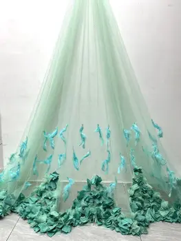 3D ЦВЕТЯ Красиви ZH-12116820 вышитое вечерна рокля плат дизайн Френска окото дантела африканска плат лейси парти 3