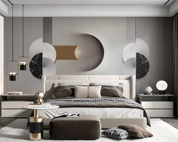 beibehang потребителски съвременни нови луксозни леки геометрични решетки от масивно дърво спалня и разтегателен фон papel de parede тапети 3