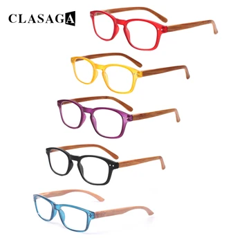 CLASAGA 5 Опаковане. Очила За Четене с Пружинным тръба на шарнирна Връзка, За Мъже И Жени Модни Дървени Огледално Крака HD Очила За Четене Оптични Декоративни Очила