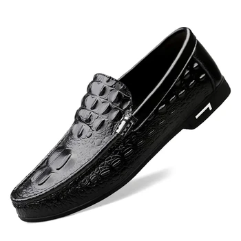 DAFENP/ Модни Удобни Ежедневни обувки от Мека кожа, за мъже, за шофиране с нисък покрив, дишаща, бизнес, кожени обувки на равна подметка, 38-46
