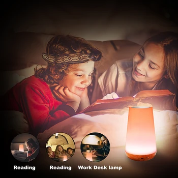 LED Цветен Сензорен лека нощ С Регулируема Яркост RGB Нощна Детска Спалня Настолна Лампа Декор