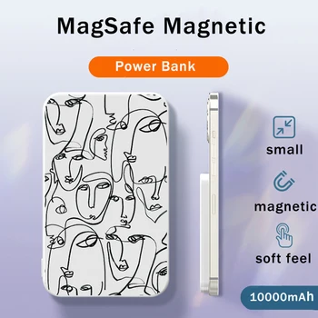 Magnetic Power Bank10000 ма 5000 ма Преносими Зарядни Устройства за Външна Помощна Батерия за Бърза Безжична зарядно устройство ще захранване на линия фигура цвете