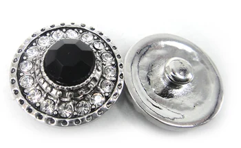 MOODPC Безплатна директна доставка на 1.8-2 см сплав crystal и черен камък дизайн чар САМ бутон метални висулки