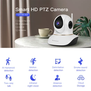 Vstarcam Безжична C38S-X4 Wifi Домашна Камера за Наблюдение Камера за Наблюдение AI Умна Мрежа HD Камера за Наблюдение за домашни Любимци Монитор