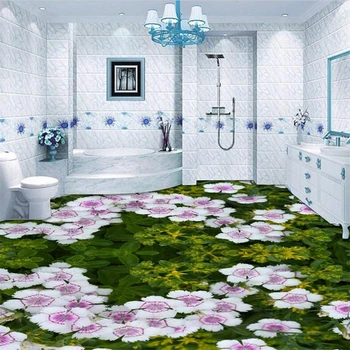 wellyu Потребителски Орнаменти За подови настилки се Рисуват 3D Цвете, Растение, Цвете, Билка 3D Самозалепващи подови настилки триизмерна картина