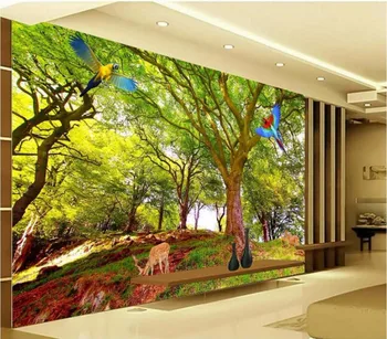 Изработена по поръчка на стенни модел 3d тапети за стая дърво папагал лосове природа украса живопис 3d стенописи тапети за стени d 3 0