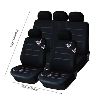 Калъф за столче за кола с Бродерия на пеперуда Универсален Подходящ За повечето автомобилни Седалки, интериорни Аксесоари Черни Седалките 5
