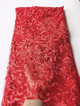 Модерен дизайн JRB-62809 висококачествена каменна френска лейси плат за вечерна рокля Красива африканска тюлевая лейси плат с мъниста 0