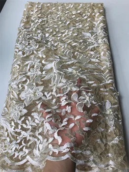 Модерен дизайн JRB-62809 висококачествена каменна френска лейси плат за вечерна рокля Красива африканска тюлевая лейси плат с мъниста 5