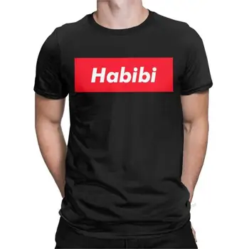 Мъжки t-shirt Habibi Love Arabic, Дрехи от 100% Памук, Реколта Тениски с Кръгло Деколте и Къс Ръкав, Тениски Голям Размер