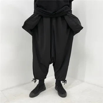 Нов Дизайн с тъмни завязки отделни джобове дизайн дантела прозорци панталони-чорапогащник 3