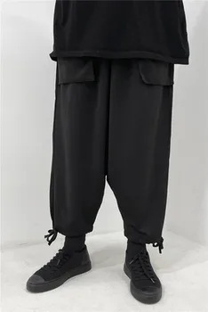 Нов Дизайн с тъмни завязки отделни джобове дизайн дантела прозорци панталони-чорапогащник 5