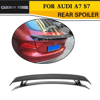 От въглеродни влакна Авто Заден Спойлер на Багажника за Устни Броня за Audi A7 S7 RS7 Седан Само 08-11 черно FRP