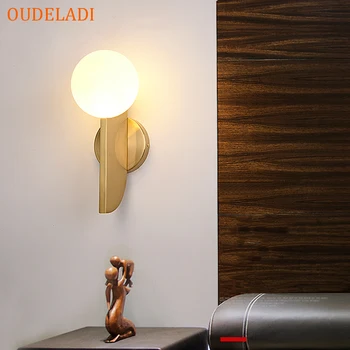 Скандинавски минималистичен стъклена топка стенни лампи Злато с трапезария и хол, спалня, коридор, пасаж декор стенни баня led, лампа, огледало