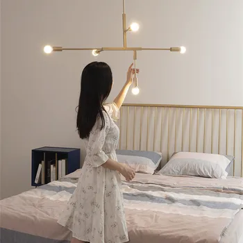 Скандинавските Модерни Златни LED Висящи осветителни Тела, Домакински Спалня, Трапезария Лампа Творческа Личност Magic Bean Droplight