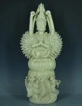 Стара порцеланова статуетка ръчно изработени, скулптура на Буда хиляди ръце Дэхуа, Ръчно изработени, на най-добрата колекция и украса, безплатна доставка