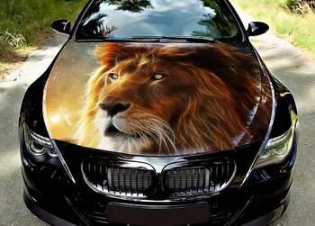 Стикер на предния капак на автомобила с изображение на лъв, vinyl стикер на предния капак, пълноцветен графичен стикер, изработени по поръчка за всеки автомобил 2